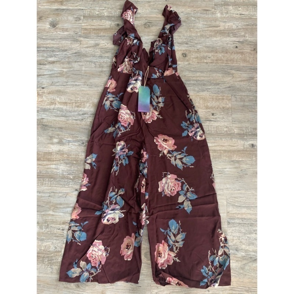 NWT SHOW ME YOUR MUMU Chocolate & Roses Jumpsuit - Picture 2 of 2